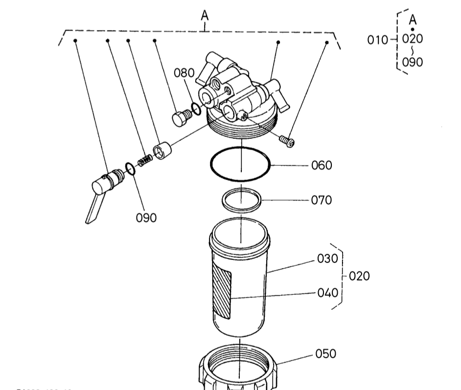 FILTRE COMPLET DECANTEUR SEPARATEUR CARBURANT POUR KUBOTA U15-3